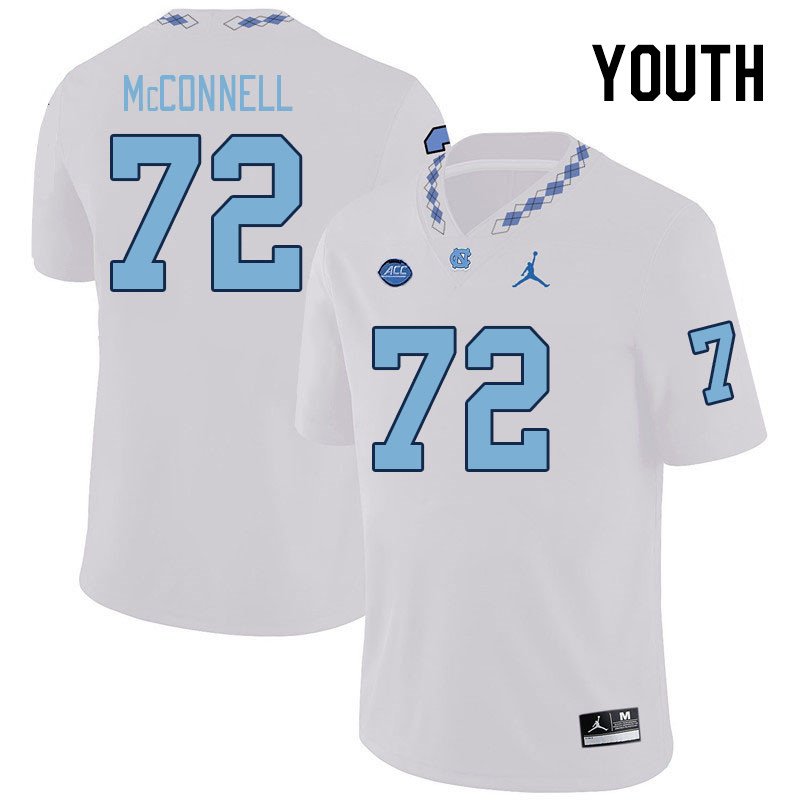 Youth #72 Nolan McConnell North Carolina Tar Heels College Football Jerseys Stitched-White